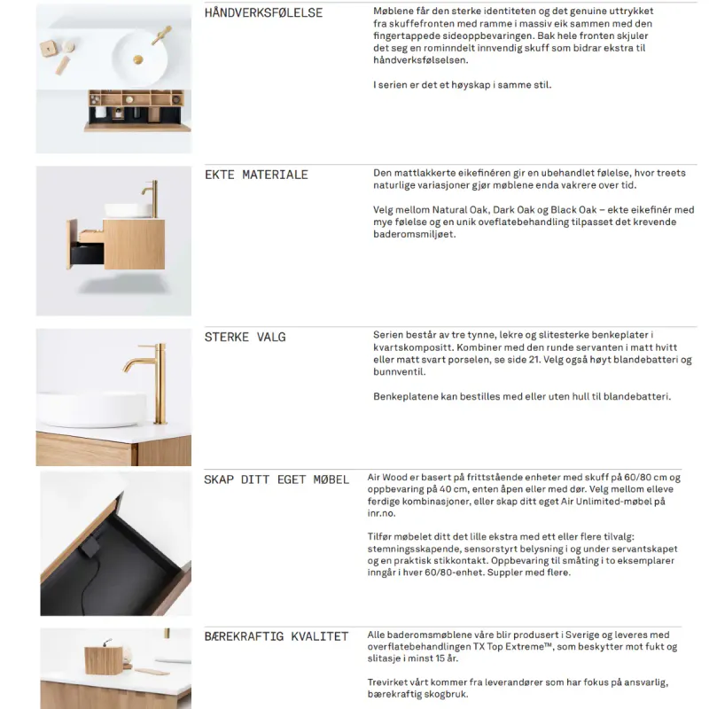 INR Air Wood 100C cm servantskap - uten servant/benkeplate