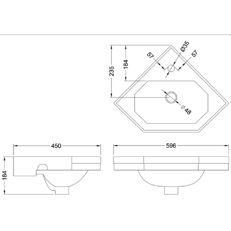 Burlington Corner servant 60x45 cm - vegghengt