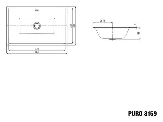 Hovedbilde Kaldewei PURO Mod 3159 Underlimt Servant, 46x38.5 cm, Warm Grey 60, 0 ...