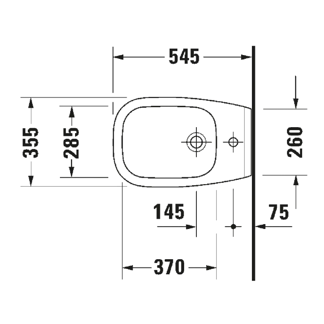 Hovedbilde OUTLET: Duravit D-Code Vegghengt Bidet 54,5 cm