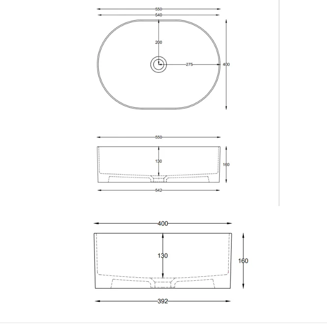 Hovedbilde Cielo Theo Oval servant 55x40 cm toppmontert
