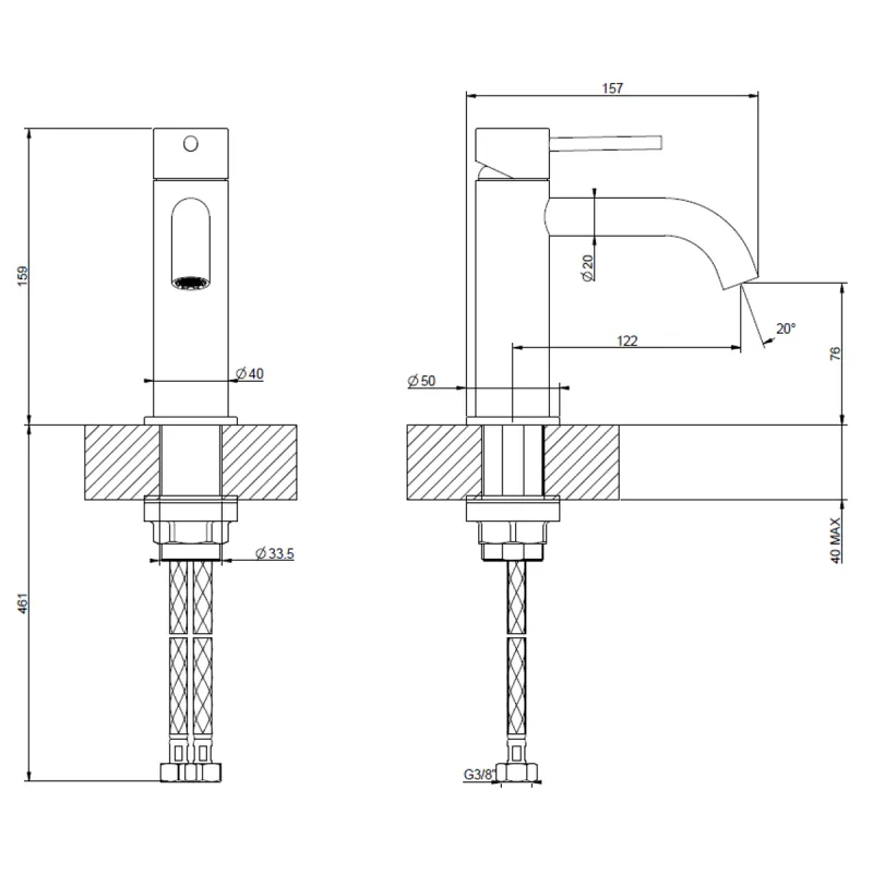 Gessi 316 Flessa servantbatteri