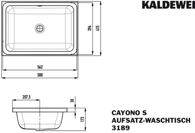 Hovedbilde Kaldewei CAYONO S Mod 3189 Toppmontert Servant, 58x41.5 cm, Alpine ...