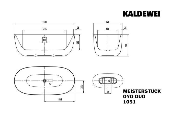 Hovedbilde Kaldewei MEISTERSTÜCK OYO DUO Mod 1051 Frittstående Badekar, 173x82 ...