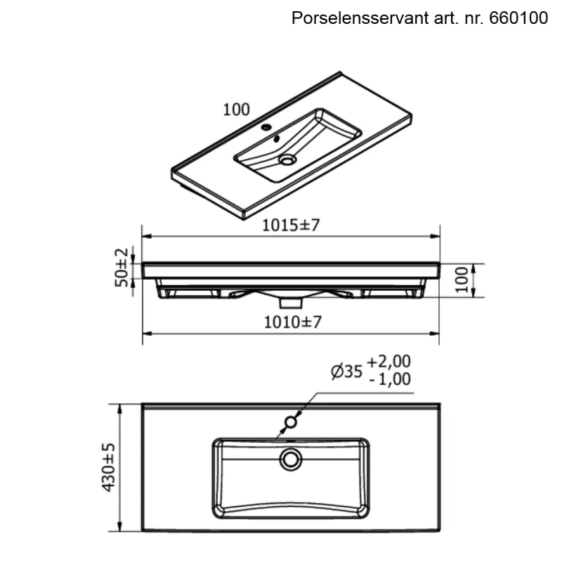 OUTLET: INR Viskan Solid 100 cm Baderomsmøbel u/ Servant Sort Eik - Utstilling
