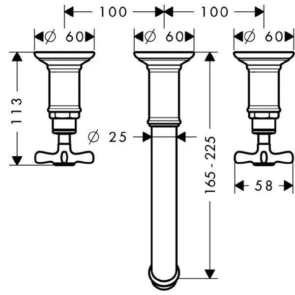 Hovedbilde Axor Montreux 2-greps Innebygd Servantbatteri med 165-225 mm tut og ...