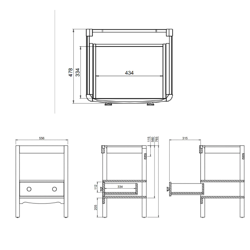 Burlington Guild Servantskap 62 cm med Porselensservant