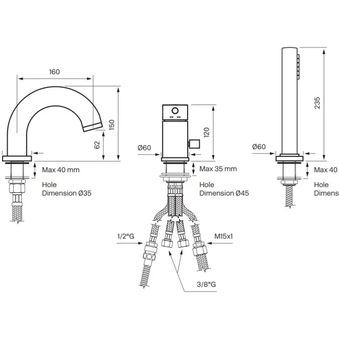 Hovedbilde Tapwell BI047 badekarbatteri