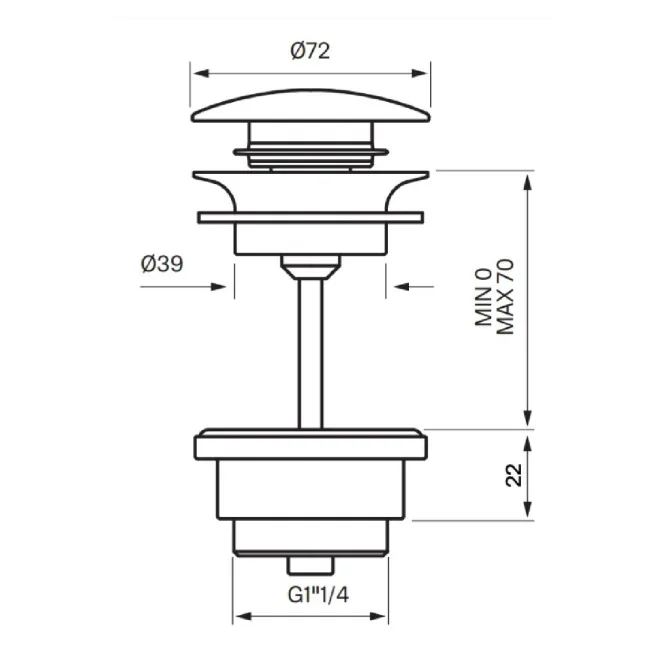 Hovedbilde Tapwell 68400 bunnventil åpen