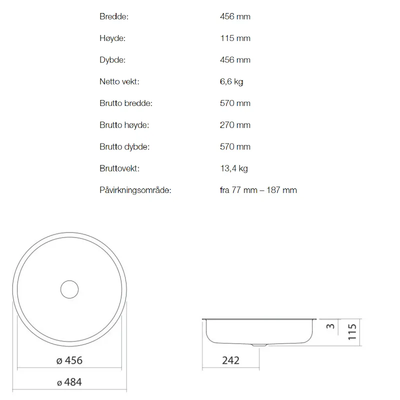 Alape UB.SO450 servant ø45.6 cm underlimt