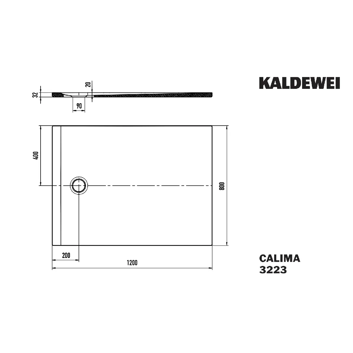 Kaldewei CALIMA Mod 3223 Dusjkar 80x120 cm