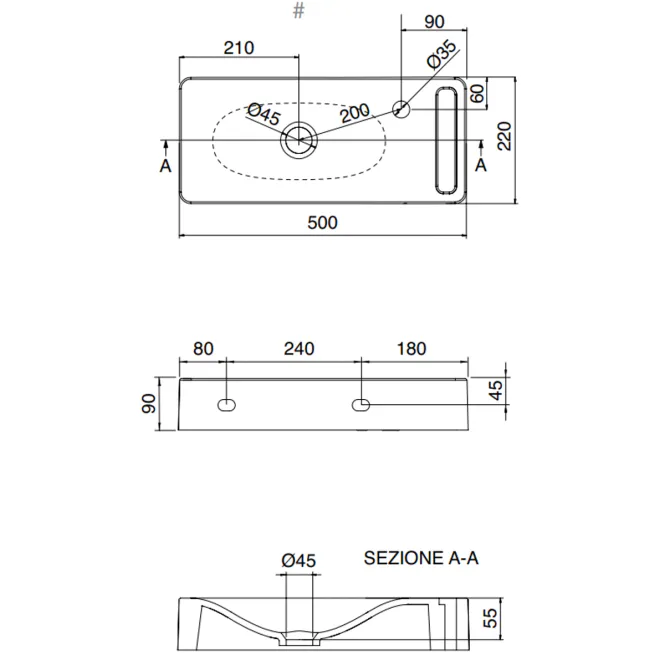 Hovedbilde OUTLET: Scarabeo Hung 50 Vegghengt Servant 50x22 cm