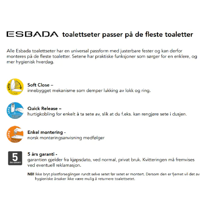 Hovedbilde Esbada Classic toalettsete