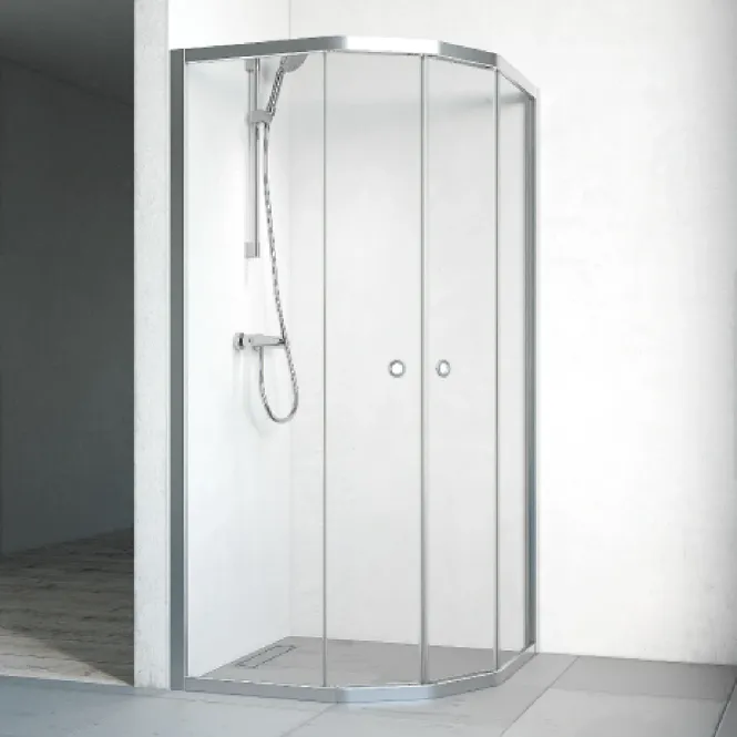 Hovedbilde Macro Flow Semi dusjhjørne med skyvedører - Klart glass