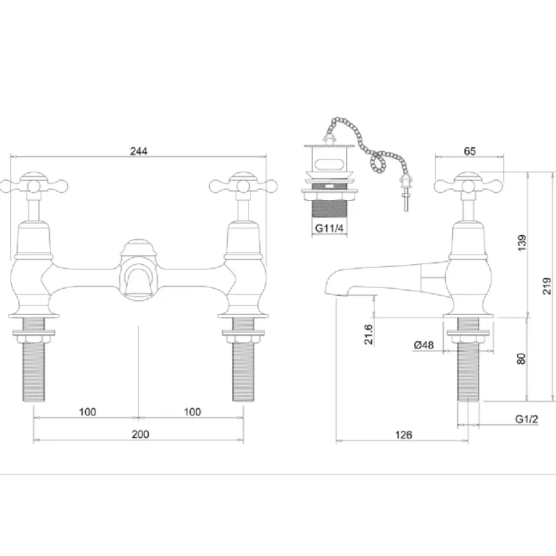 Burlington 2-hulls Claremont Bridge servantbatteri m/propp/kjede