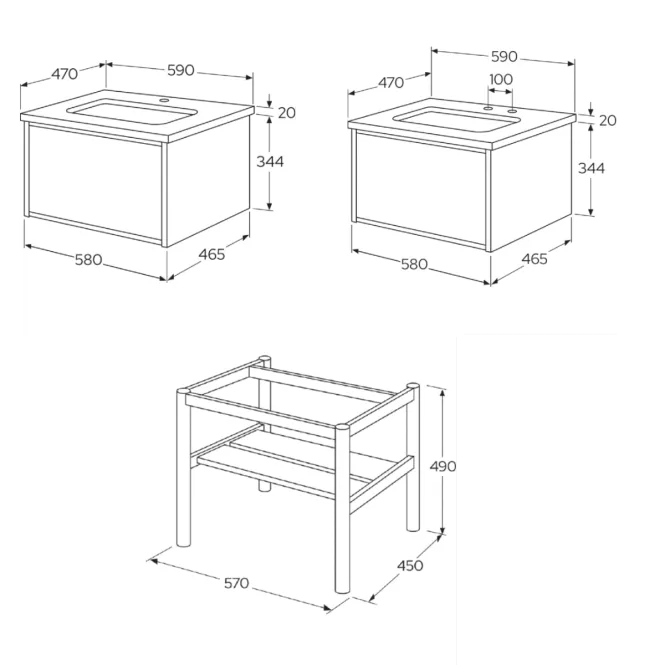 Hovedbilde Gustavsberg Ducentic Servantskap 60 cm med Polar Grey Benkeplate og ...