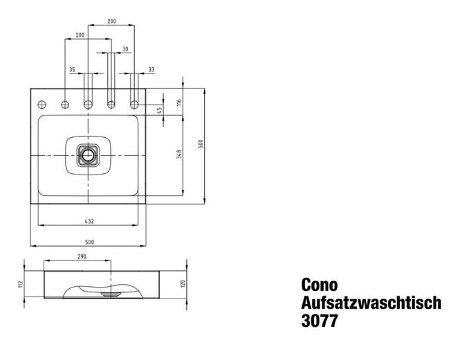Hovedbilde Kaldewei CONO Mod 3077 Toppmontert Servant, 50x50 cm, Alpine White ...