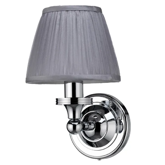 Hovedbilde Burlington Rund vegglampe med LED-lys - Krom/Lys grå stoff