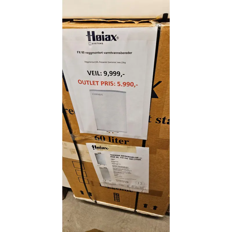 OUTLET: Høiax FX 60 Veggmontert Varmtvannsbereder