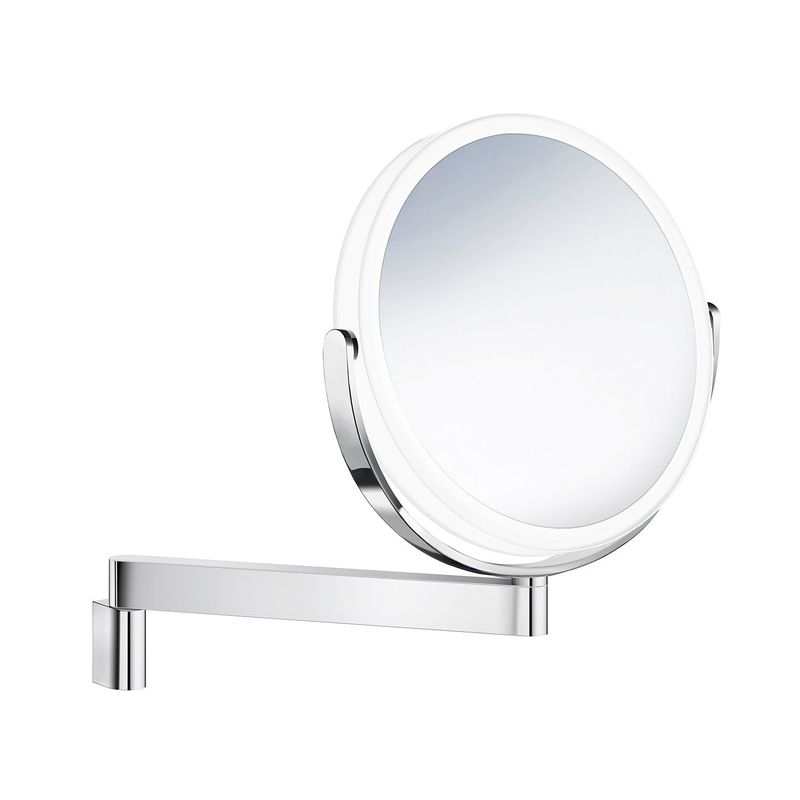 Smedbo OUTLINE Barber/sminkespeil, Veggmont, X1/X7, LED-lys, Polert Krom