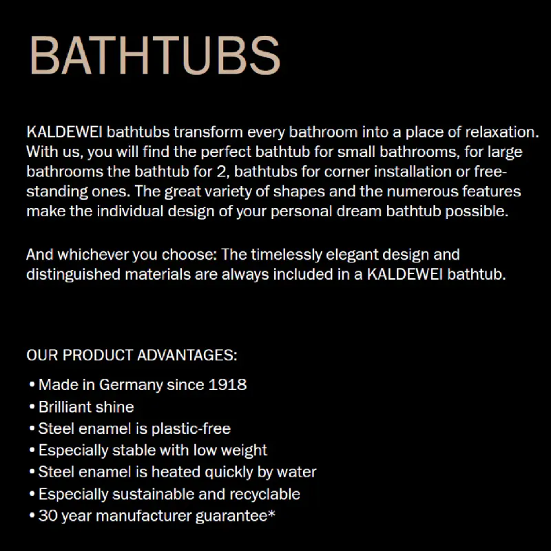 Kaldewei PURO DUO Mod 663 Innebygd Badekar 170x75 cm