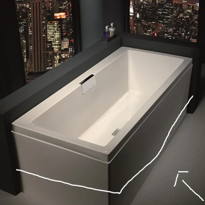 Hovedbilde OUTLET: Strømberg L-Panel til badekar 160x70x51,5 cm - Hvit Lucite ...