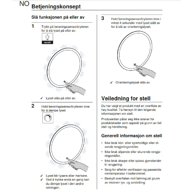 Hovedbilde Geberit Option speil ø50-90 cm med direkte/indirekte belysning