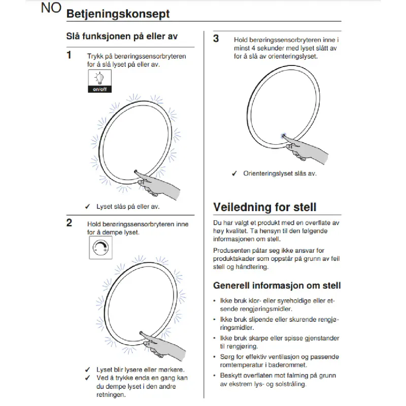 Geberit Option speil ø50-90 cm med direkte/indirekte belysning