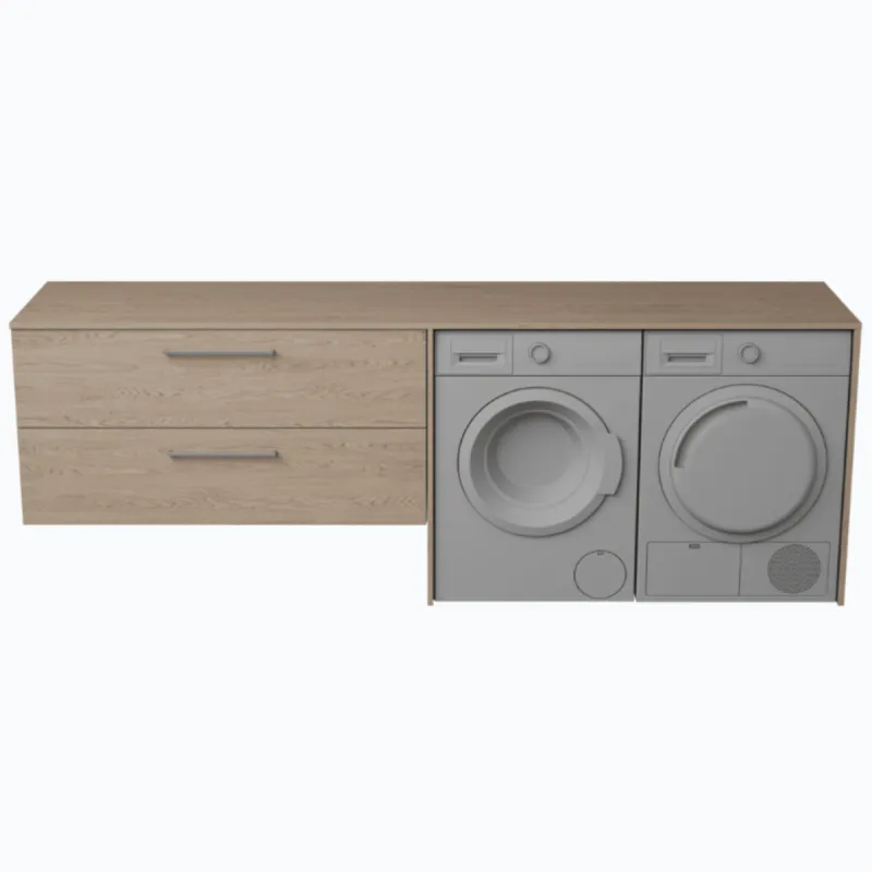 FossBad Variant60 Servantskap 120x58 cm med benkeplate og dekksider tilpasset 2 sidestilte maskiner